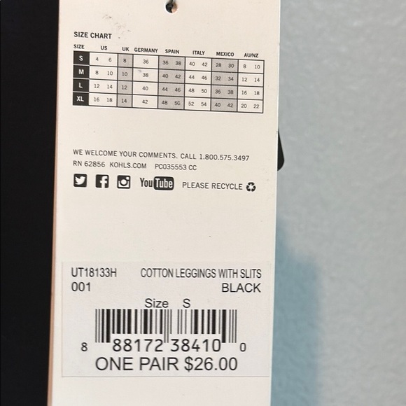 Utopia by HUE Small Cotton Black Leggings with Slits The Color Run - Picture 4 of 7